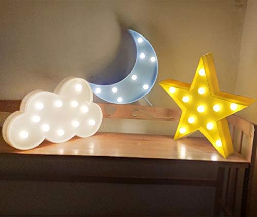 AUSAYE 3pcs Декоративни LED Ноќни Светла Полумесечина Ѕвезда Облак Светилка Знак Светлина Соба Декор За Бебе Деца Деца Возрасни