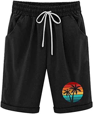 Бермуда шорцеви за жени должина на коленото лето лето чиста чиста дрес шорцеви со џебови лабава дневна удобна шорцеви на плажа