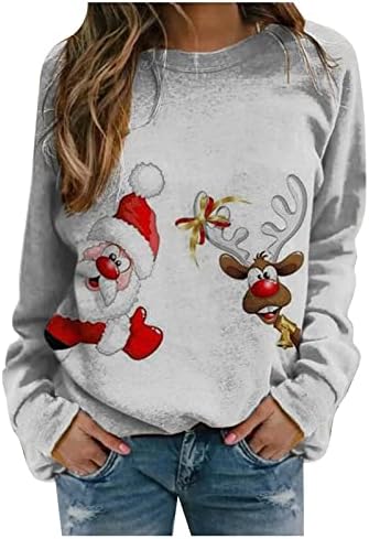Akollsppnsy есен џемпери за жени Среќен Божиќ кравји врат маица Дебела лабава вклопена женска тренинг врвови