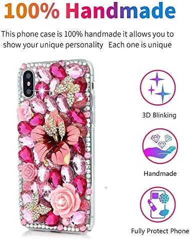 Како-Зеке Елегантна Телефонска Кутија Компатибилна Со Samsung Galaxy S22 6,1 инчи 2022, Bling Handmdae Серија Лили Роуз Пеперутка