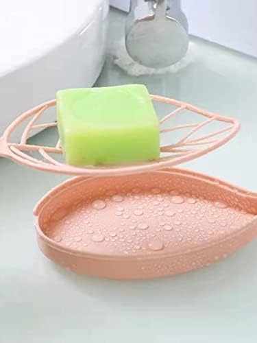 Abzekh туш кади-складиште решетка за туширање кади полица 1 парчиња во форма на лисја случаен сапун кутија бања лавална мијалник за миење