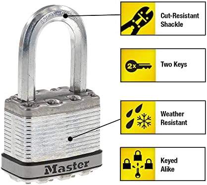 Master Lock M5xtrilf Magnum тешка тастатура на отворено со клуч, 3 пакувања со клучеви-слични