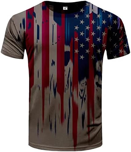 Кошули со маички за маички за мажи лето-летни машка 3Д дигитално печатење Ден на независност маица кратки ракави блузи врвови