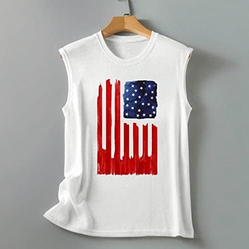 4-ти јули резервоарот за жени на жените американско знаме летни маички без ракави маици starsвезди ленти за фитнес резервоар за фитнес