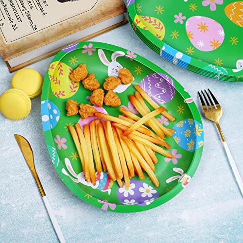 Shojoy 24 парчиња Велигденска закуска фиока пластични велигденски десертни плочи за десерт за јајца Велигденски сервис за сервисирање