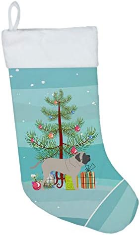 Богатства на Каролина BB2974CS Англиски мастиф Среќна Божиќна дрво Божиќно порибување, камин виси чорапи Божиќна сезона забава