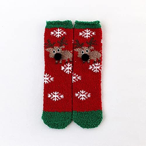 Супер симпатична топла кадифен мек печати женски Божиќни уши чорапи чорапи зимски чорапи сет