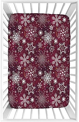 Декоративен креветче за креветчиња, зимски микрофибер свилен мек дете, вграден лист за душеци, 28 x 52 x 8 , цветни снегулки со шарени точки