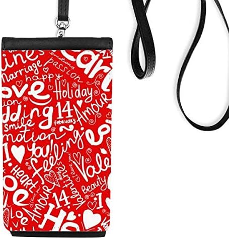 Loveубовта на бракот Прослава за Денот на вineубените телефонски паричник чанта што виси мобилна торбичка црн џеб