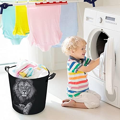 Foduoduo корпа за перење диви животни африкански лав на црна позадина алишта за перење со рачки што се преклопуваат валкана торба за складирање