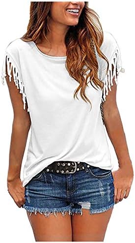 Уикнх женски кошули кратки ракави врвови солидни летни ракави ракави за ракави маички маички кошули