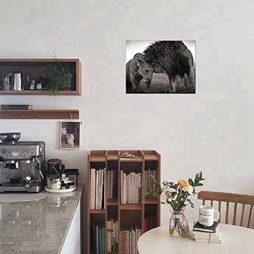 Модерна лавовица црно -бело слики канцеларија за спална соба wallидна уметност минималистичка животинска двојка уметнички дела врамени