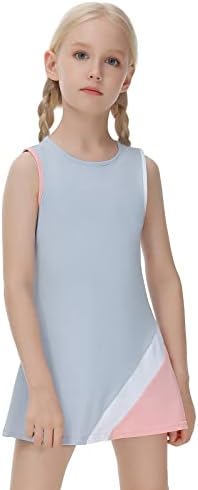 Jackек Смит Младински девојки Тениски фустани за голф облеки без ракави, спортски фустан со џебови од шорцеви