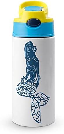 Цртан филм сирена Шарена шише со вода од не'рѓосувачки челик Изолирани чаши за патувања со капаци за заклучување на капаци
