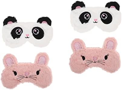 Doitool маска кадифен животинско покритие: 4 парчиња слатки цртани филмови животински зајак закрпи за очи меки плишани очила за очи за очи