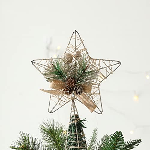 Домашни акценти Декоративни украси куки Божиќни украси новогодишно дрво Топ пет зашилени додатоци на starвезди златни 3Д шупливи