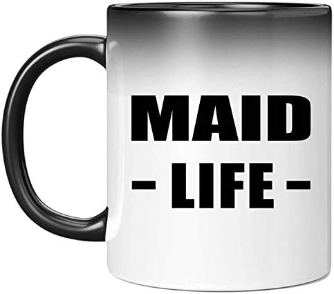 DesignSify Maid Life, 11oz боја што ја менува криглата, чувствителна на рачка за чаша, чај, подароци за роденденски годишнини Божиќ