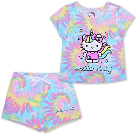 Здраво Кити Девојки со кратки ракави кошула и шорцеви поставени за новороденче, дете и мали деца - сина/розова