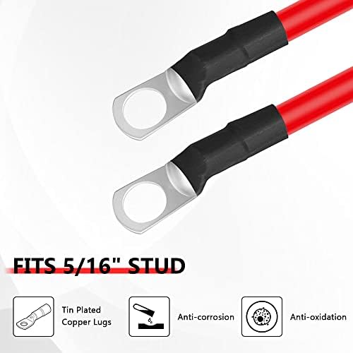 Kedakeji единечен црвен 3 нозе 2 AWG кабел за батерија, позитивен само 5/16 капаци