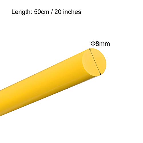Uxcell 2pcs пластична тркалезна шипка 5/16 инчи дијаа 20 инчи должина на жолти полиоксиметиленски шипки Инженеринг пластични кружни шипки
