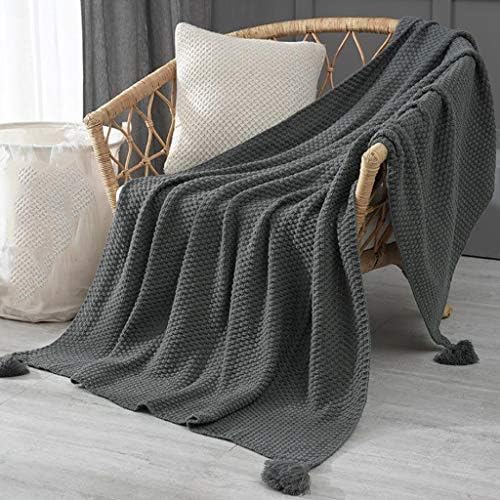 Zsqaw плетено ќебе ќебе ќебе сиво карирано летно ќебе, модерно ќебе со цврст дизајн на боја