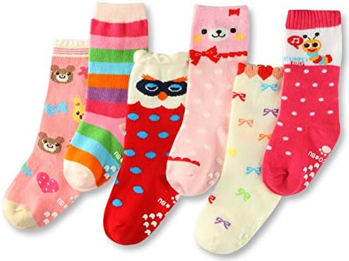 Коток 6 пара дете девојче колено високи чорапи за зафат, девојки чорапи девојки училишни чорапи анти -лизга за деца девојче