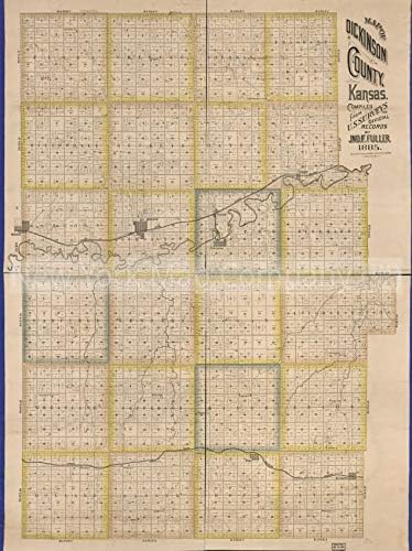 Бесконечни фотографии 1885 МАП | Карта на округот Дикинсон, Канзас | Кадастарски округот Дикинсон | округот Дикинсон