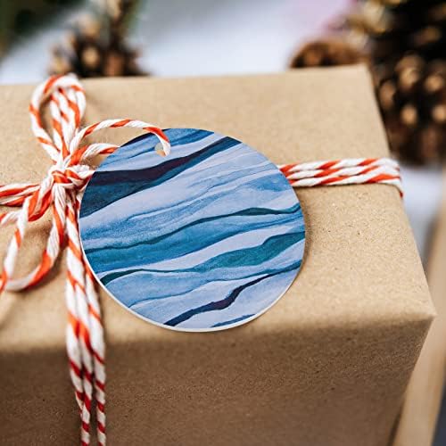 2022 Божиќни украси, сини омбре-околу 3 керамички божиќни украси за пријател, акварел модерна апстрактна уметничка естетика подароци