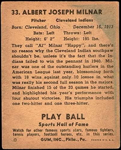 1941 Играјте топка 33 Ал Милнар Кливленд Индијанци ВГ/екс Индијанци