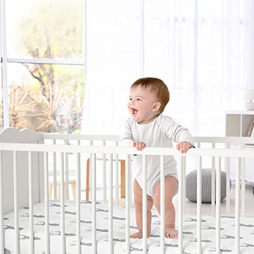 Слатки Jојо дизајни сиво бебе опремено креветче за креветчиња, расадник меко новороденче, се вклопува со стандарден душек или кревет