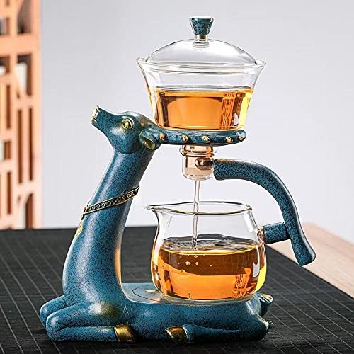 Yjmr стаклена чајник со магнетски инфузер капе котел чај чаша сад украс со база