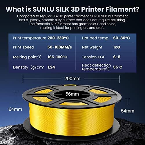 Sunlu Сјајна свилена плата за плата 1,75мм ， мазна свилена површина ， одлично лесен за печатење за 3Д печатачи ， Димензионална точност