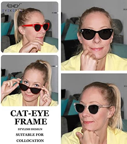 Очила за очи 4 - Пакување Преголеми Бифокални Очила За Сонце за мачки за Жени Кои Читаат Затемнети Леќи +2.00