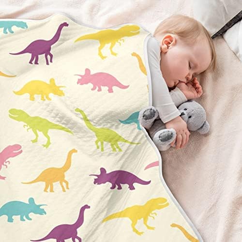 Обоен диносаурус унисекс меки бебе ќебе за креветчето за креветчето за дневно згрижување со густо и меко материјално безбедносно ќебе за шетач