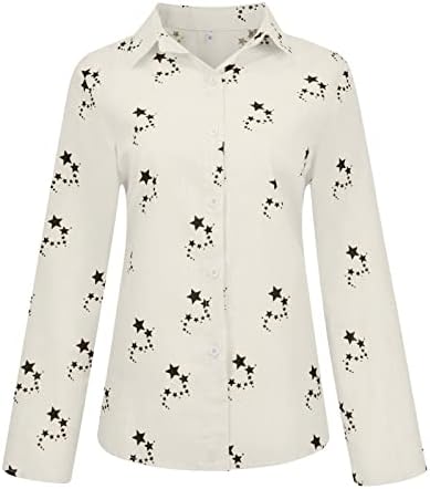 Обична кошула за блуза за дама зимска есен 2023 Облека со долги ракави памучни графички копче надолу до кардиган мета б0 б0