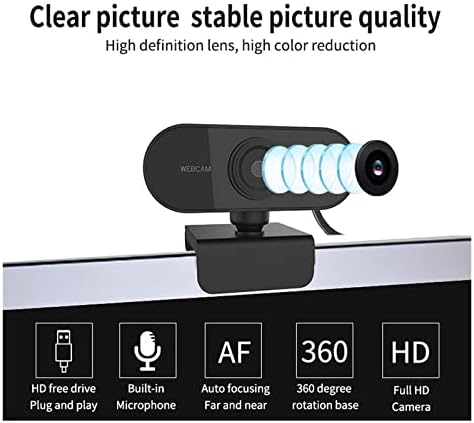 BIALL Webcam Hd 1080p Pro Webcam Мини Компјутерска Веб Камера Full HD 1080p/30fps Видео Повик, Ротирачка Камера Со USB Приклучок За