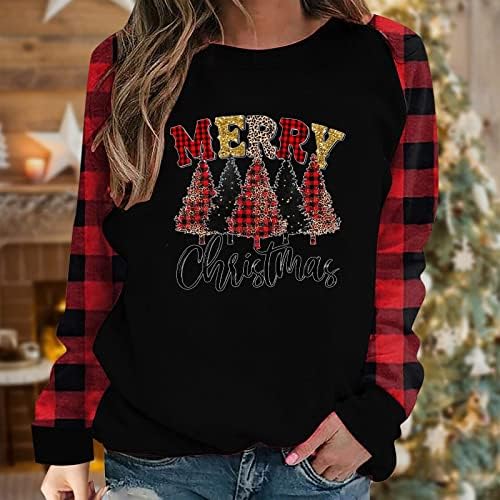 Fandream жени џемпери за џемпери Божиќни печати вратот без аспираторски блузи работни алатка модерни жени пуловер џемпери