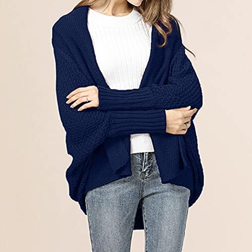Женски џемпери пролет 2023 година обичен моден ракав за лилјак голем плетен кардиган џемпер џемпер врвови секси