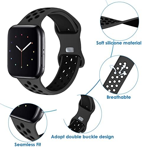 НОЈ Бендови Компатибилен со Apple Watch Bands 42mm 44mm 45mm 49mm, Дише Мек Силиконски Спортски Жени Мажи Замена Ремен Компатибилен за Iwatch
