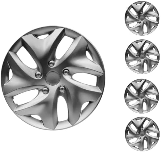 Копри сет од покривка од 4 тркала од 14 инчи сребрен Hubcap Snap-on Fits Honda Civic