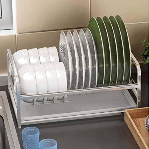 Рак за сушење јах, не'рѓосувачки челик над решетката за мијалник, сад за миење садови во мијалник или на бројач со сушење прибор