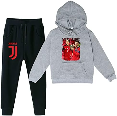 Zapion Kids Cristiano Ronaldo Sweatshirts 2piece pullover дуксери и џогерски панталони поставува CR7 случајна тренерка за момчиња, девојчиња