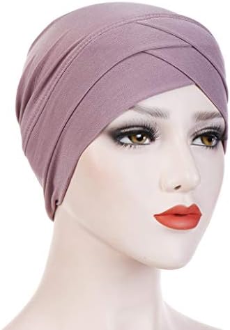 Обични турбани за жени Муслимански цврста боја хиџаб капачиња се протегаат хиџаб за жени завиткани од главата на главата на главата на главата
