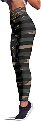 Американски хеланки на знамето Controlенски стомак контрола патриотско американско знаме џогер панталони лесни задникот за кревање еластични