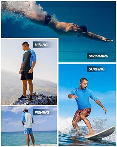 Runhit Осип Стража За Мажи Краток Ракав UPF50+ Машки Пливање Кошула Ув Сонце Заштита Вода Кошула Мажи Пливање Кошула Брзо Сува