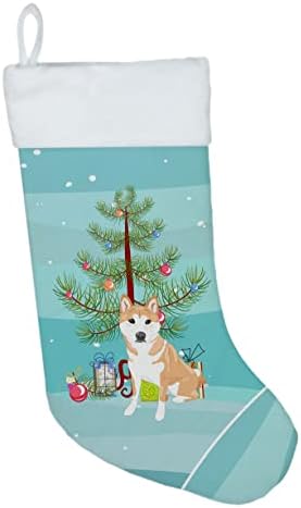 Богатства на Каролина WDK3163CS SHIBA INU RED 2 Божиќ Божиќно порибување, камин што виси чорапи Божиќна сезона забава Декорации за