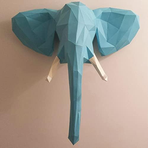 Глава за слонови Креативна хартија трофеј 3Д wallиден декорација рачно изработен модел на хартија DIY оригами за загатка геометриска