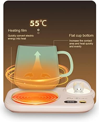 Уупои паметно кафе кригла потопло, грејач за чаши за кафе со симпатична мачка ноќна светлина, автоматско исклучување, 3 поставување на температура