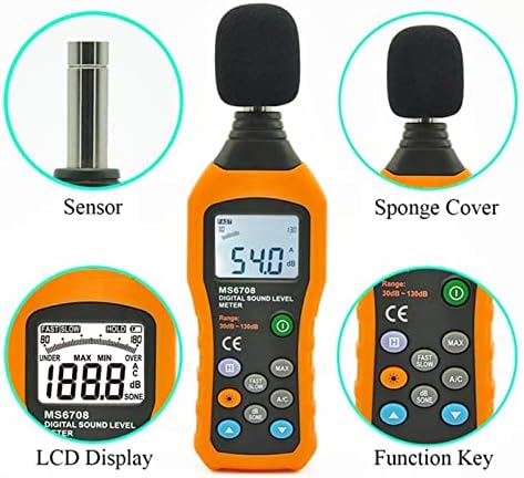 Nuopaiplus Professional Decibel Meter, LCD дигитален бучава Инструмент за мерење DB Meter 30 ~ 130DB мини аудио ниво на звук