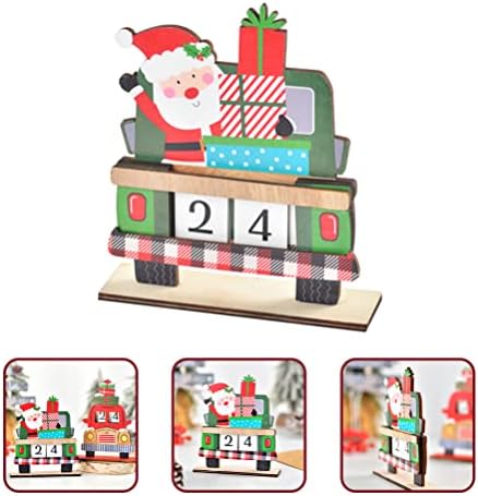 Тојвиски Зелен Декор Божиќен Календар За Доаѓање Дрвен Божиќен Календар За Одбројување Самостојно, Дрвени Блокови Со Број Датум За Масичка Декорација